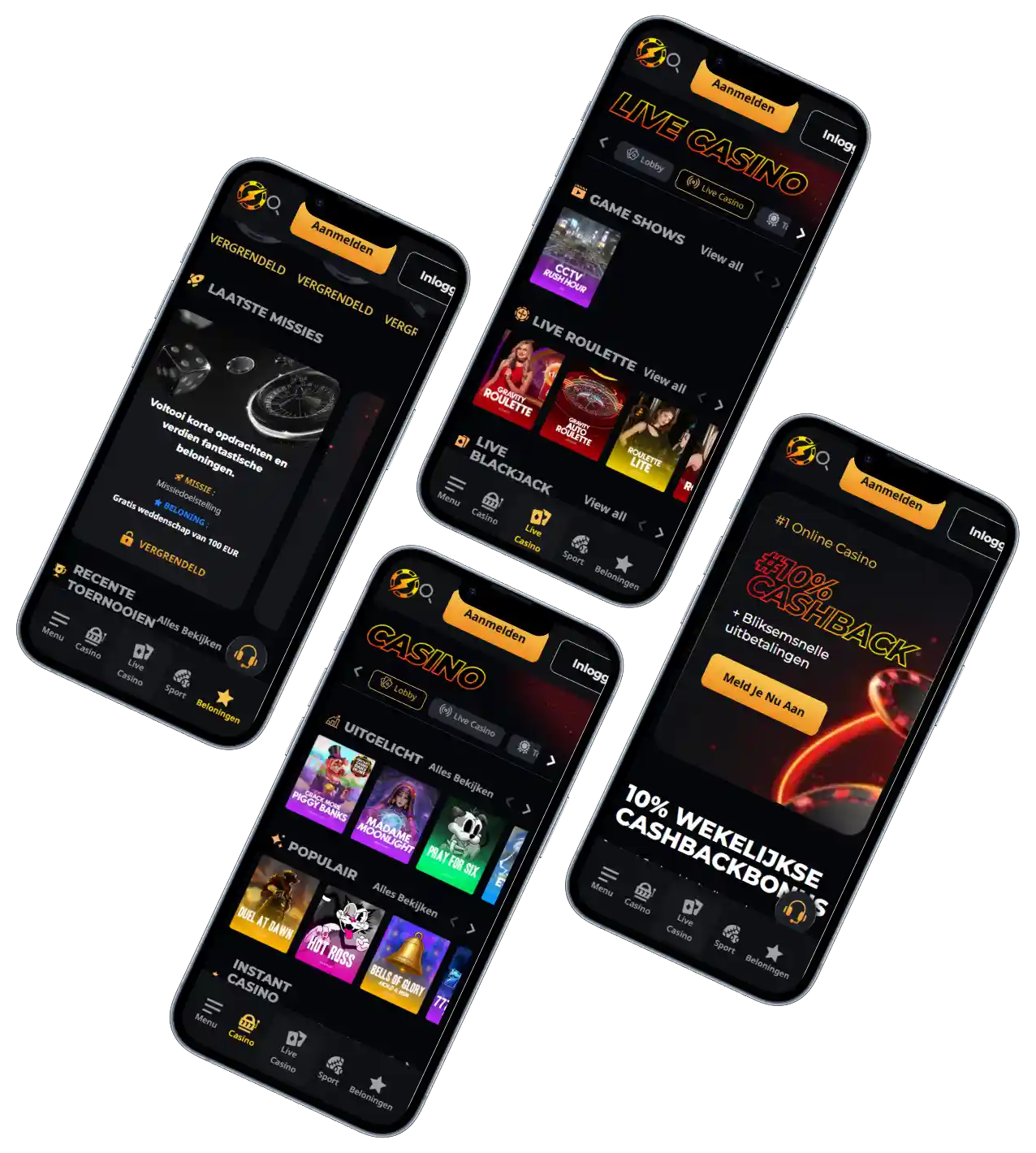 Instant Casino mobiele app met live casino, slots en gebruikersinterface